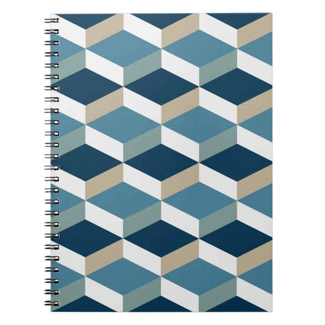 Carnet Cubes bleus : Motif géométrique sans couture (Devant)