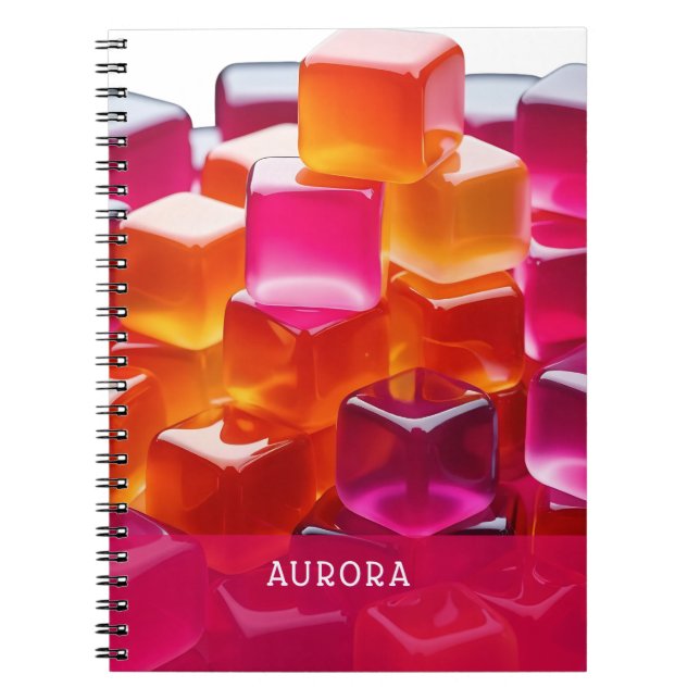 Carnet Cubes de gelée abstraits rose orange vibrant (Devant)