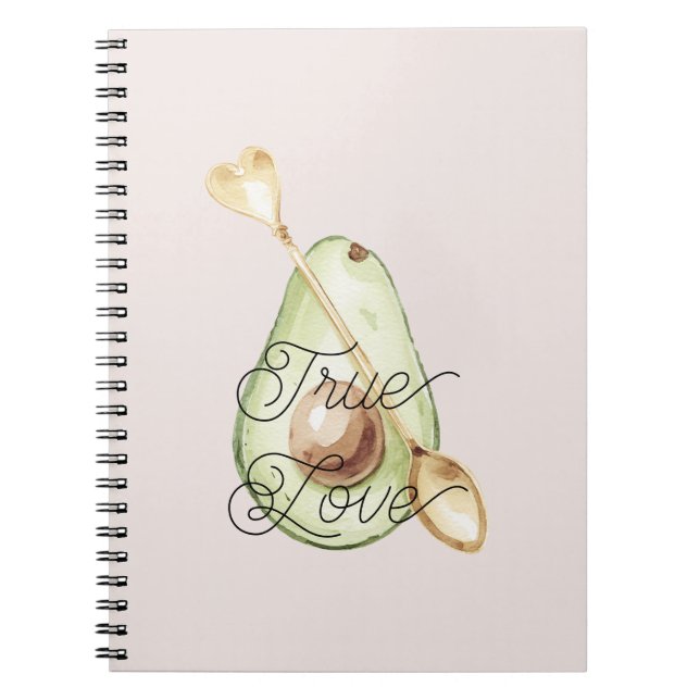 Carnet Cuillère en forme de cœur d'avocat rose pêche (Devant)