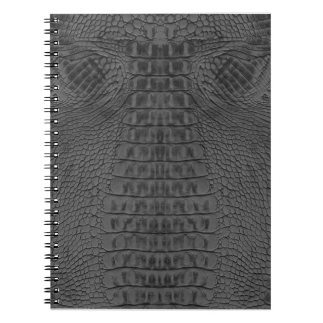 Carnet Cuir de crocodile noir (Devant)