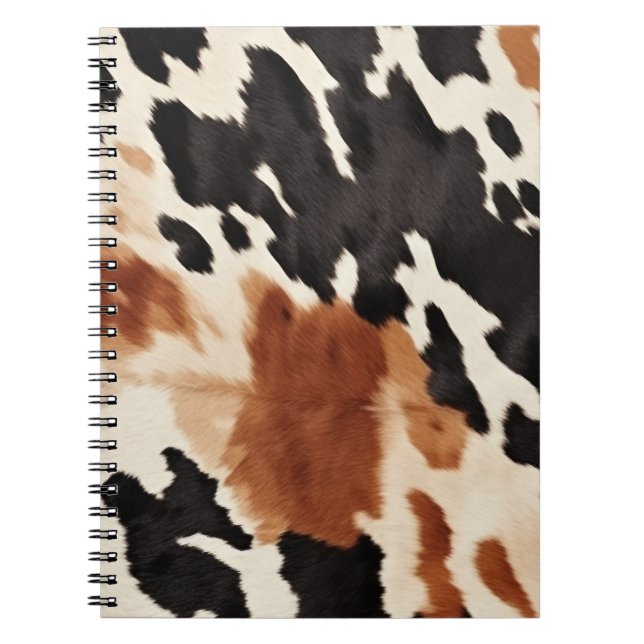 Carnet Cuir de vache animal crème marron occidental (Devant)