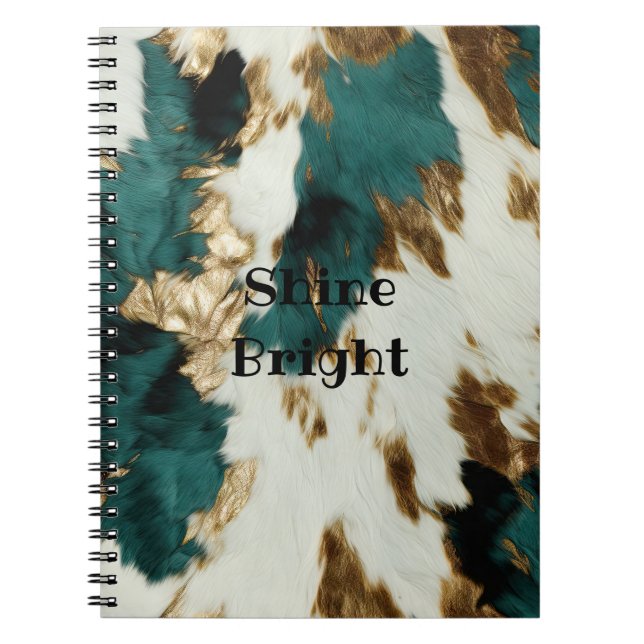 Carnet Cuir de vache émeraude occidental or blanc (Devant)
