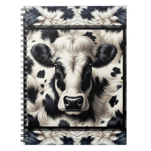Carnet Cuir de vache noir et blanc Aspect fourrure peluch