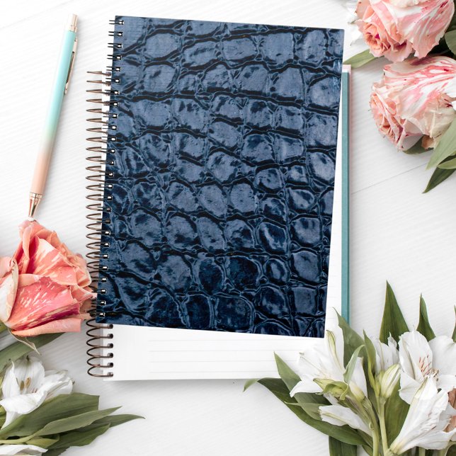 Carnet Cuir Faux Alligator Bleu (Créateur téléchargé)
