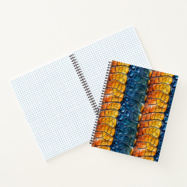 Carnet Cuir Reptile bleu jaune (Intérieur)