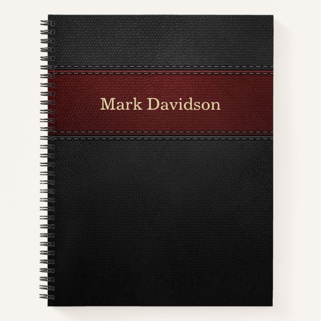 Carnet Cuir rouge et noir sur mesure (Devant)