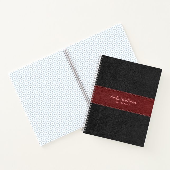 Carnet Cuir vintage noir et rouge Faux