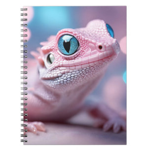 Carnet Cuisine Petit Lézard Rose aux Grands Yeux Bleus