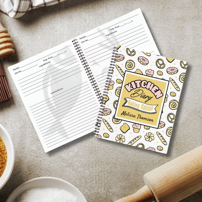 Carnet Cuisine rose jaune mignonne Édition de cuisson (Créateur téléchargé)