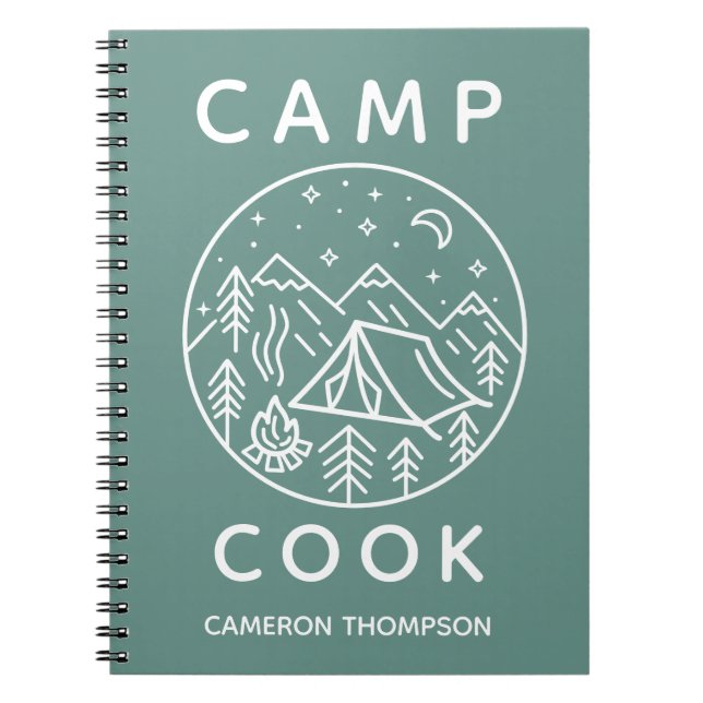 Carnet Cuisinier de camp d'été personnalisé vert (Devant)