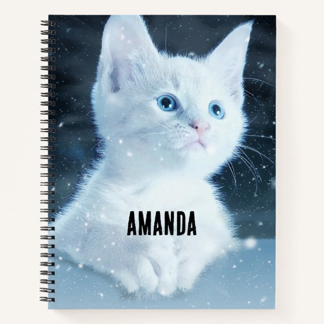 Carnet Cuite Kitten blanc avec de beaux yeux bleus (Devant)