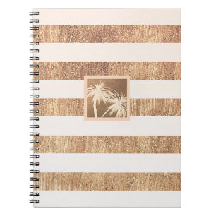 Carnet Cuivre et Crème Palmiers Tropicaux Moderne et Élég
