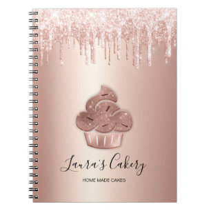 Carnet Cupcake Bakery Pastry Chef Glitter Drips Rose Gold