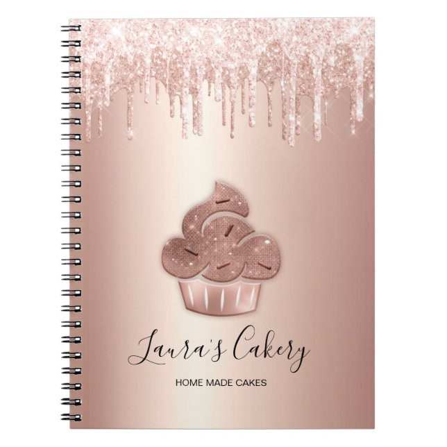 Carnet Cupcake Bakery Pastry Chef Glitter Drips Rose Gold (Devant)