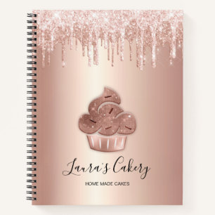 Carnet Cupcake Bakery Pastry Chef Glitter Drips Rose Gold