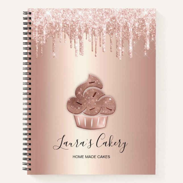 Carnet Cupcake Bakery Pastry Chef Glitter Drips Rose Gold (Devant)