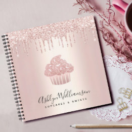 Carnet Cupcake Rose Gold Pâtisserie Parties scintillant D