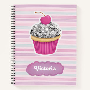 Carnet Cupcake rose mignon personnalisé
