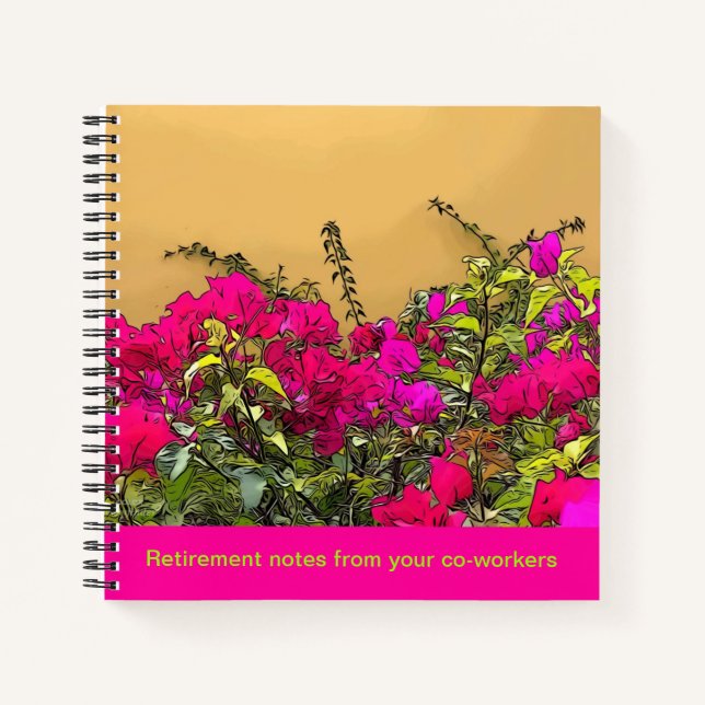Carnet Curaçao aux fleurs roses chaudes (Devant)