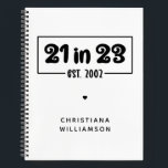 Carnet Custom 21st Birthday Cadeau 21 en 23 Est 2002<br><div class="desc">Custom 21st Birthday Celebration 21 in 23 Est 2002 Cadeaux d'anniversaire!</div>