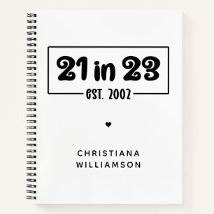 Carnet Custom 21st Birthday Cadeau 21 en 23 Est 2002