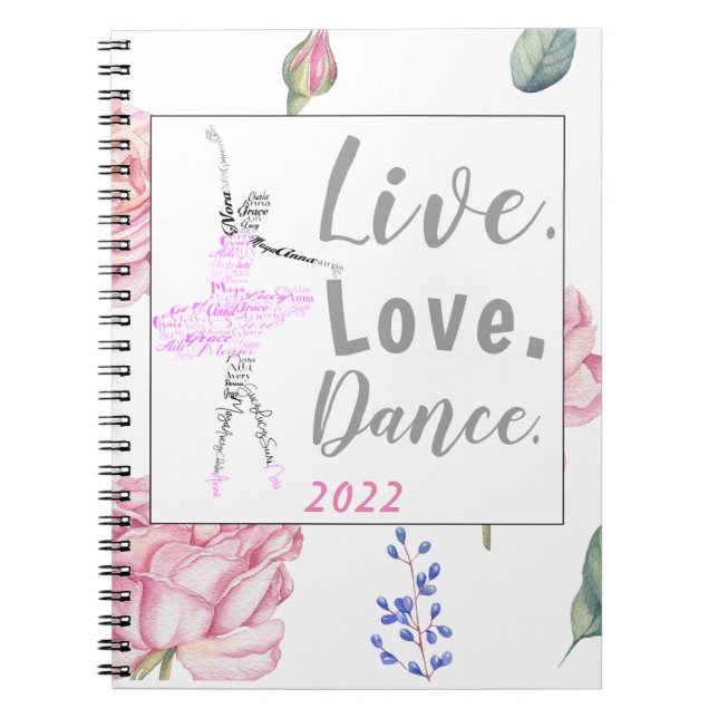 Carnet Custom Ballerina | Rose Watercolor Border Notebook (Devant)