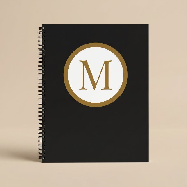 Carnet Custom Black & Gold Center Seal Monogram (Créateur téléchargé)