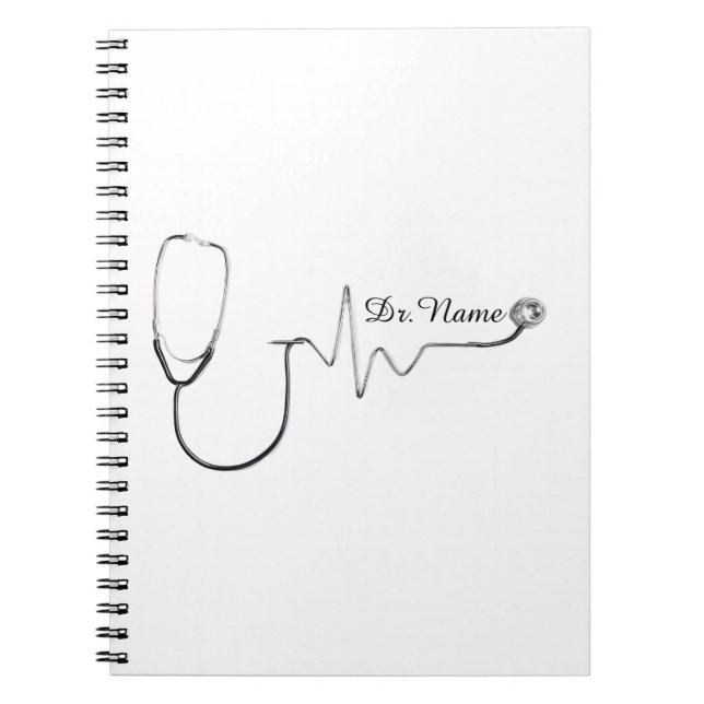 Carnet Custom Doctor Name Stethoscope Heartbeat Design (Devant)
