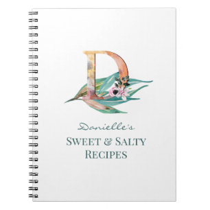 Carnet Custom Floral R Letter Watercolor Foliage Monogram