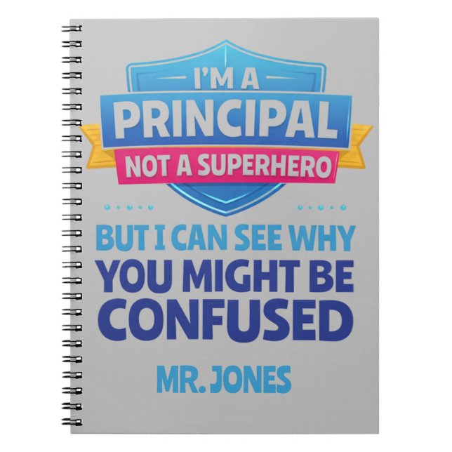 Carnet Custom Male Principal funny Superhero  (Devant)