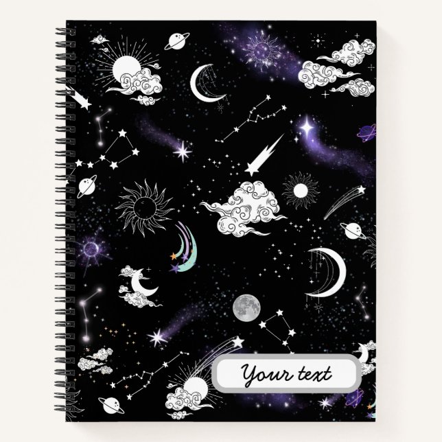 Carnet Custom Modern Cute Galaxy ciel étoiles motif lune (Devant)