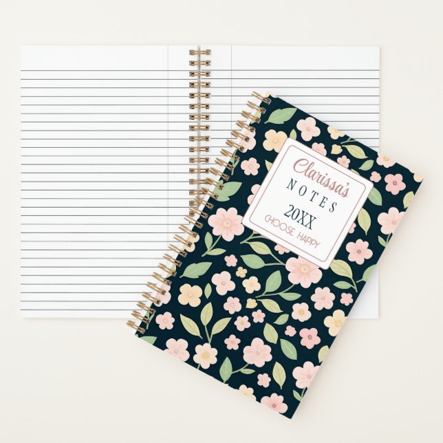 Carnet Custom Modern Pink Wildflowers (À l'intérieur)