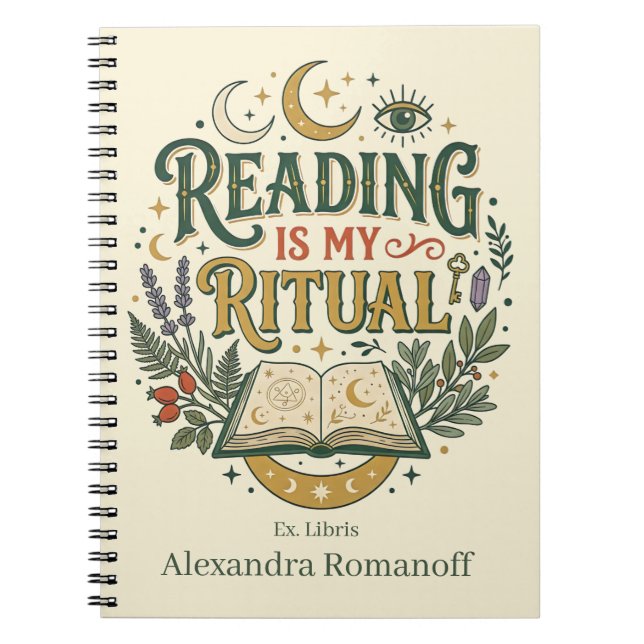 Carnet Custom Name Ex Libris Reading Is My Ritual (Devant)
