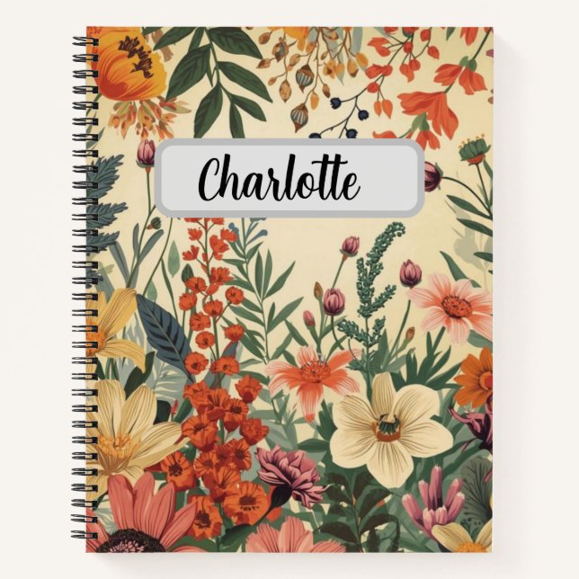 Carnet Custom name vintage floral pattern  (Devant)