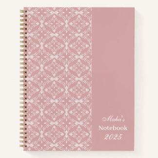 Carnet Custom Name & Year Dusty Rose Vector Pattern