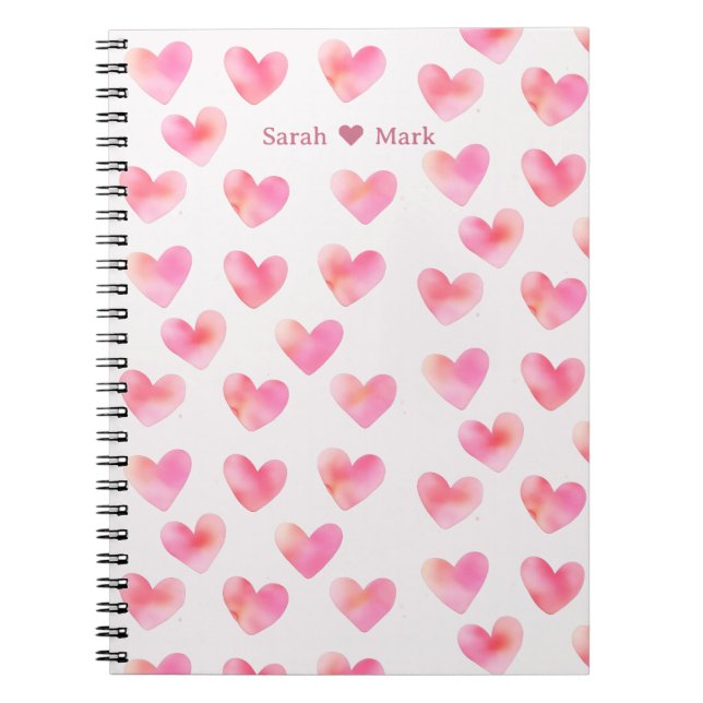 Carnet Custom Names Romantic Pink Love Design -  (Devant)