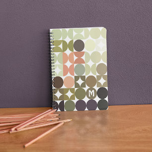Carnet Custom Olive Green Coral Orange Taupe Art Pattern