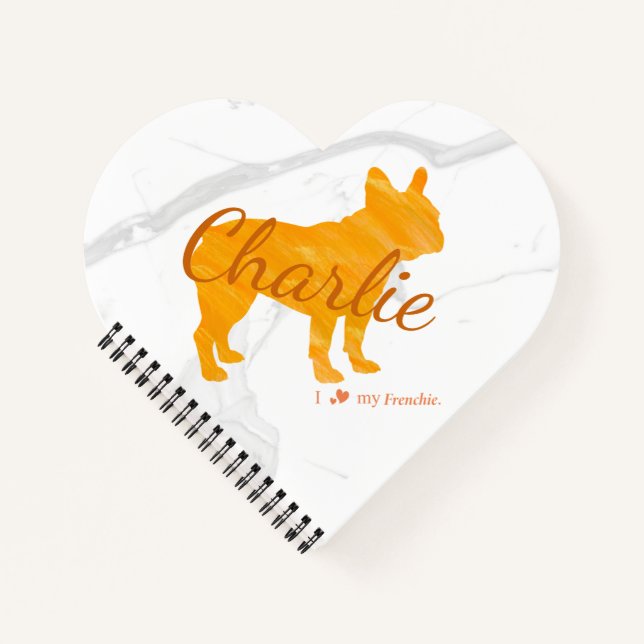 Carnet Custom Pastel Orange French Bulldog - Frenchie (Devant)