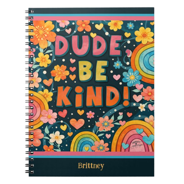 Carnet Custom Rainbow Colorful Dude Be Kind Happy (Devant)