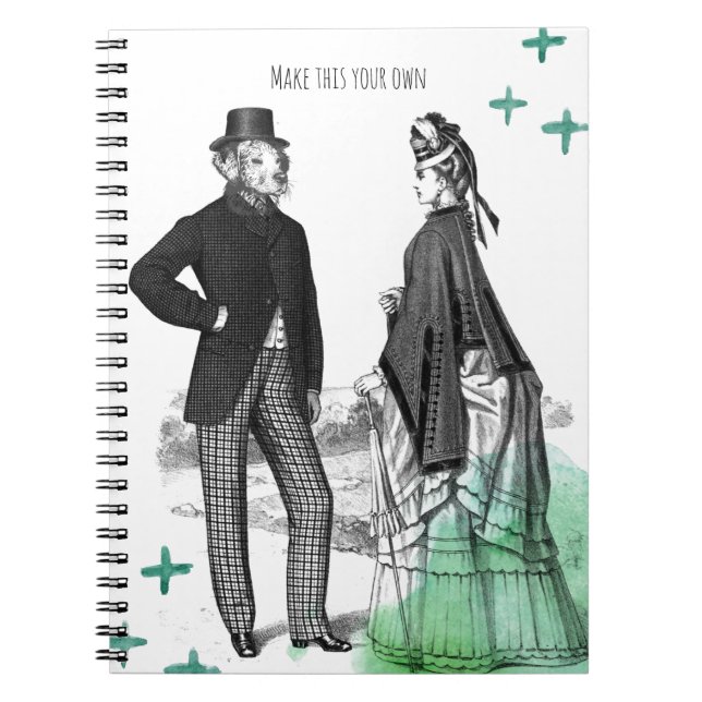 Carnet CUSTOM TEXT : Victorian Gentleman + Lady NoteBook (Devant)