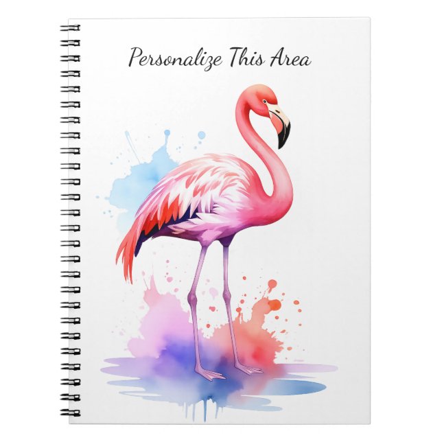 Carnet Custom Watercolor Flamingo Notebook (Devant)