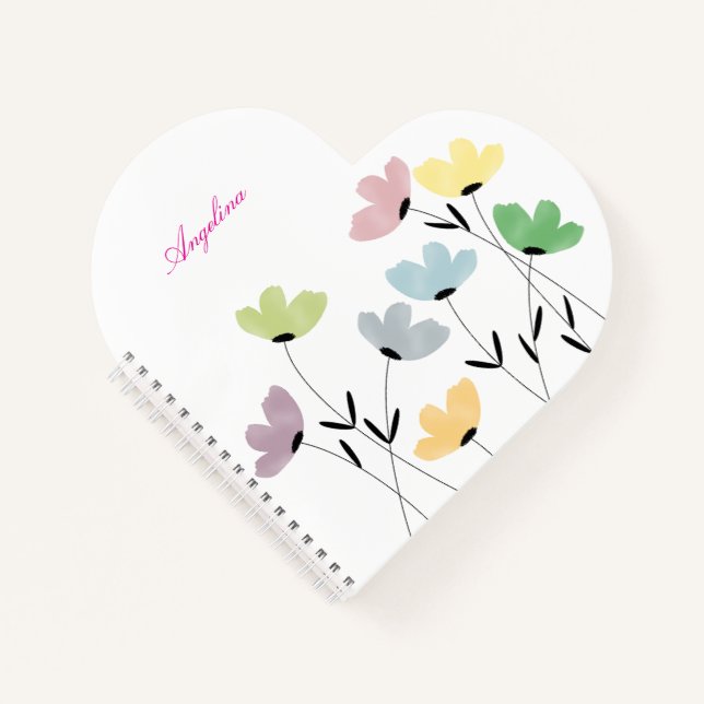 Carnet custom your name & initial with wildflowers (Devant)