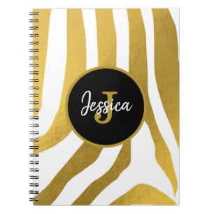 Carnet Customisé Faux Gold Zebra Print Stripes Motif