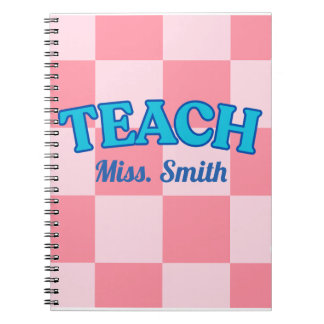 Carnet Customizable Blue and PinCheckered Teacher Planner