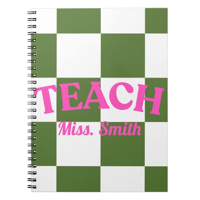 Carnet Customizable Green Checkered Teacher Notebook (Devant)