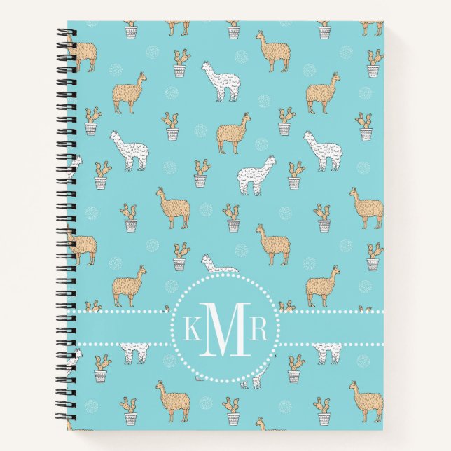 Carnet Cute Alpaca Llama Cactus Motif (Devant)