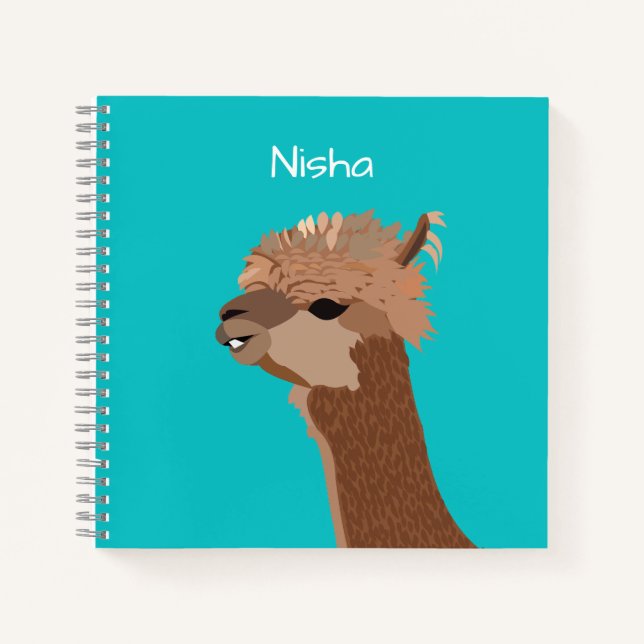 Carnet Cute Alpaca Nom des enfants Personnalisé (Devant)