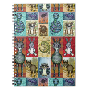 Carnet Cute Animal Collage Folk Art Design