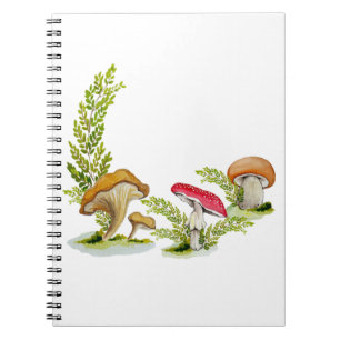 Carnet Cute aquarelle champignon motif carte de tasse de