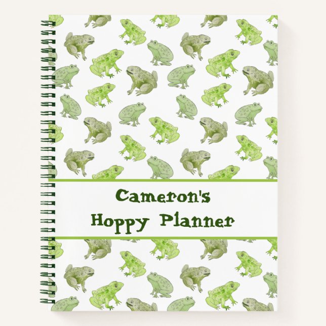 Carnet Cute aquarelle grenouilles Hoppy Planner Funny Nat (Devant)